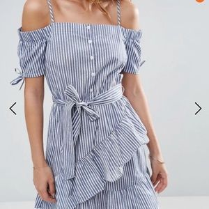Off-The-Shoulder Stripe Dress